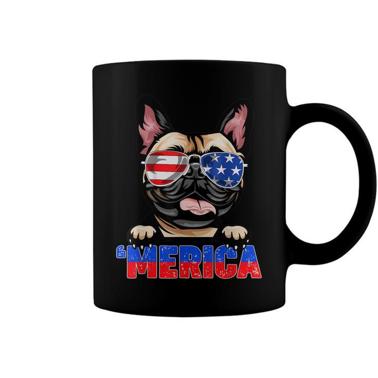 French Bulldog Frenchie Merica Wear Sunglasses 4Th Of July  Coffee Mug