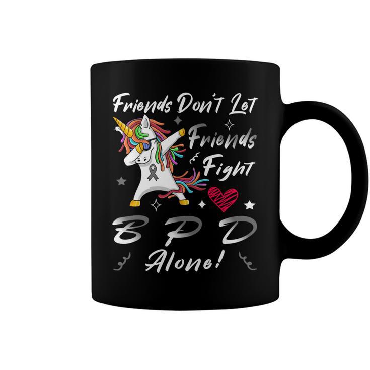 Friends Dont Let Friends Fight Borderline Personality Disorder Bpd Alone  Unicorn Grey Ribbon  Borderline Personality Disorder  Bpd Awareness Coffee Mug