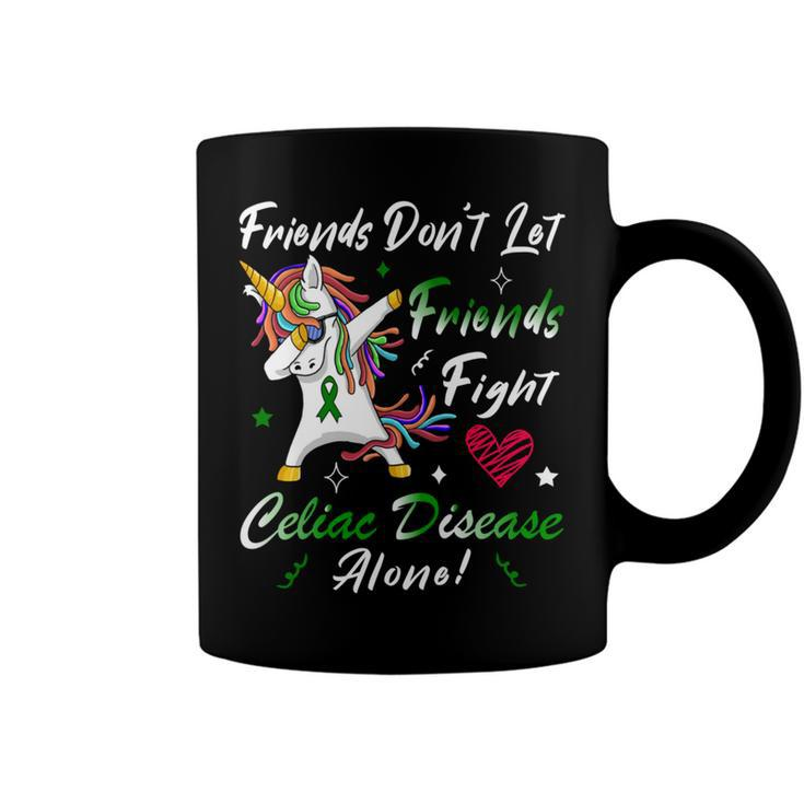 Friends Dont Let Friends Fight Celiac Disease Alone  Unicorn Green Ribbon  Celiac Disease  Celiac Disease Awareness Coffee Mug