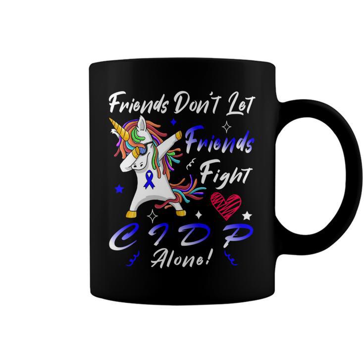 Friends Dont Let Friends Fight Chronic Inflammatory Demyelinating Polyneuropathy Cidp Alone Unicorn Blue Ribbon Cidp Support Cidp Awareness V2 Coffee Mug