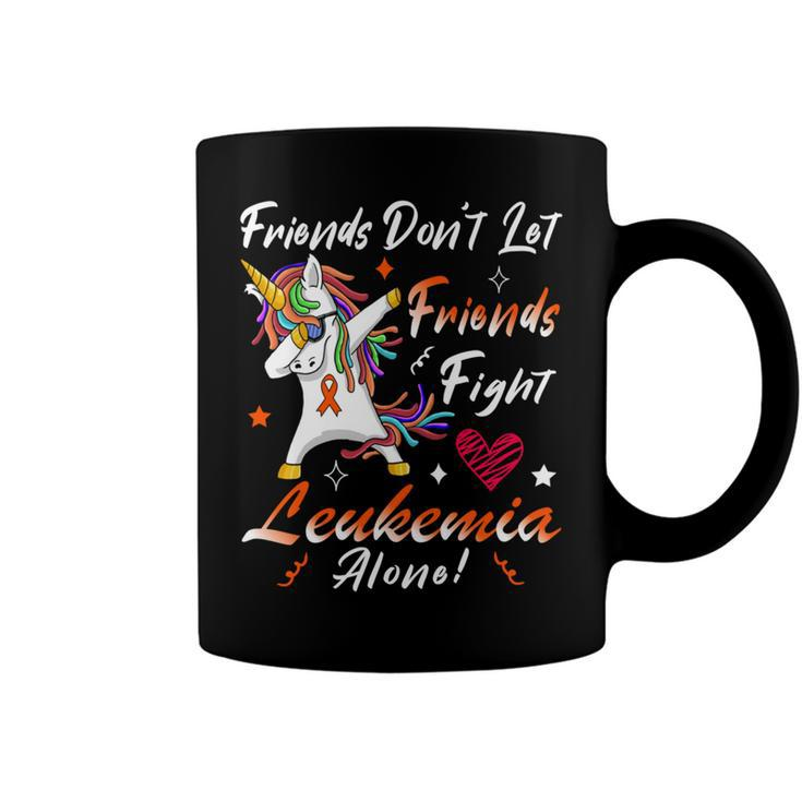 Friends Dont Let Friends Fight Leukemia Alone  Unicorn Orange Ribbon  Leukemia  Leukemia Awareness Coffee Mug