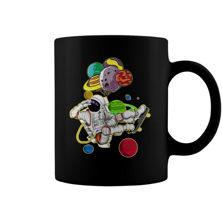 Funny Astronaut Space Travel Planets Skateboarding Science Coffee Mug