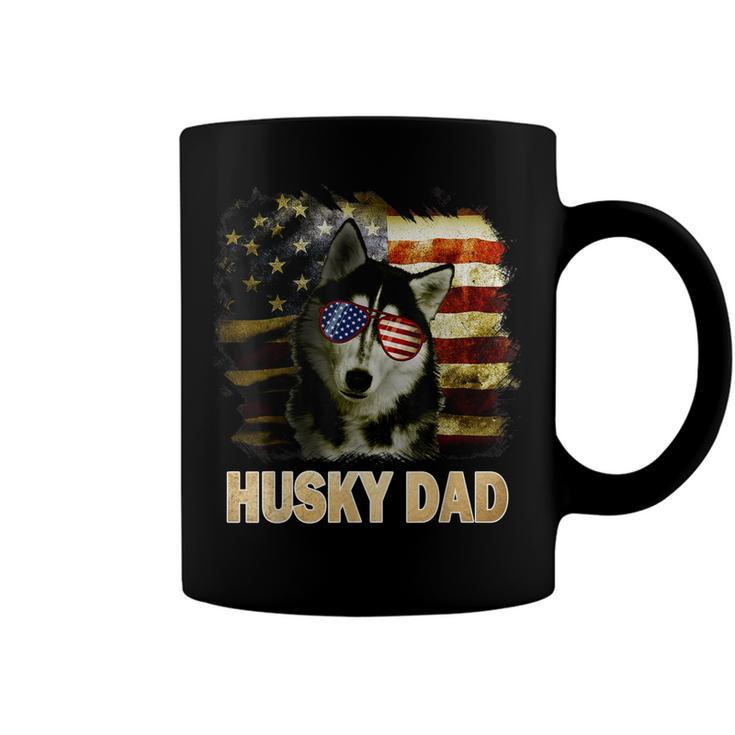 Funny Best Husky Dad Ever American Flag 4Th Of July Vintage  Coffee Mug