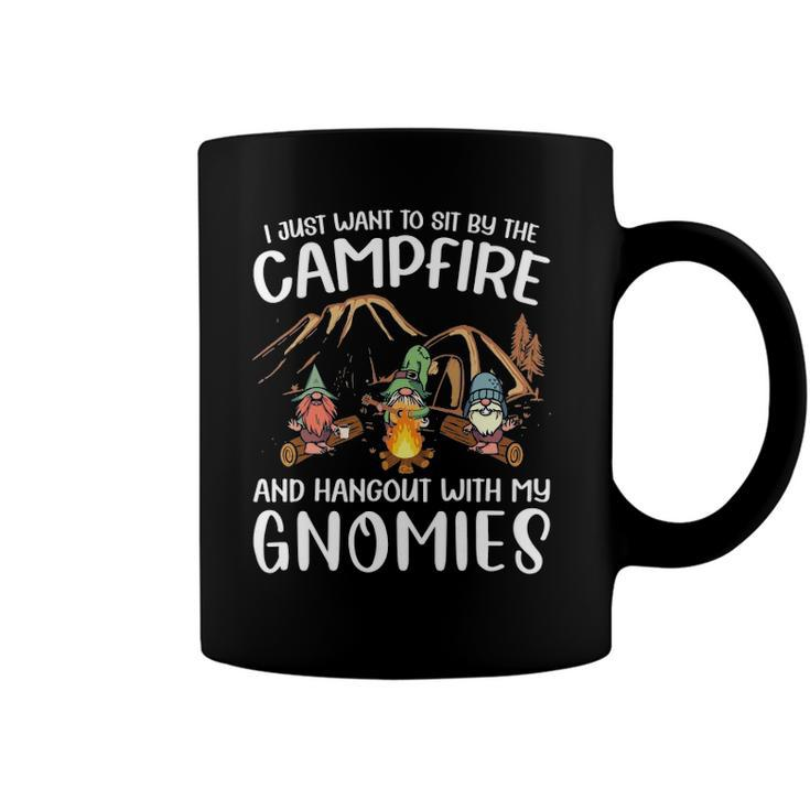 Funny Camping Gnome Hangout With My Gnomies Campfire Coffee Mug