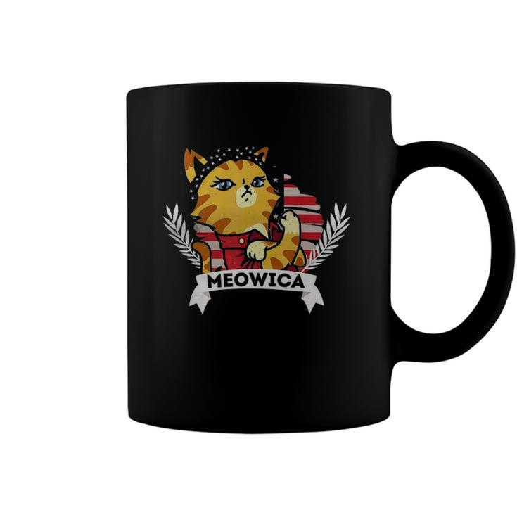Funny Cat 4Th Of July Meowica American Flag Coffee Mug