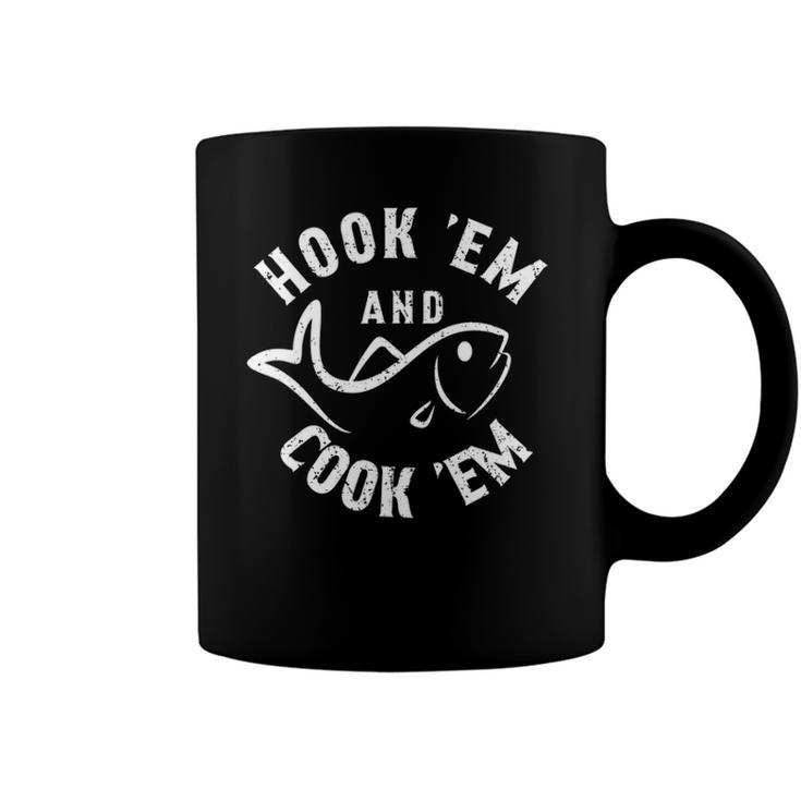 Funny Hookem And Cookem Fishing Coffee Mug