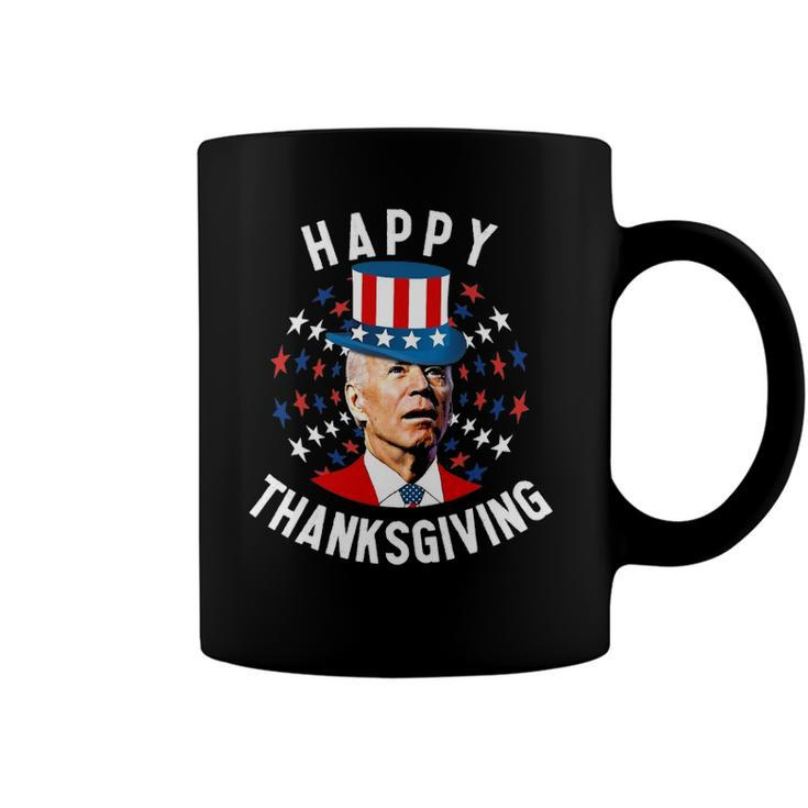 Funny Joe Biden Happy Thanksgiving For Fourth Of July Red White Blue Star Coffee Mug
