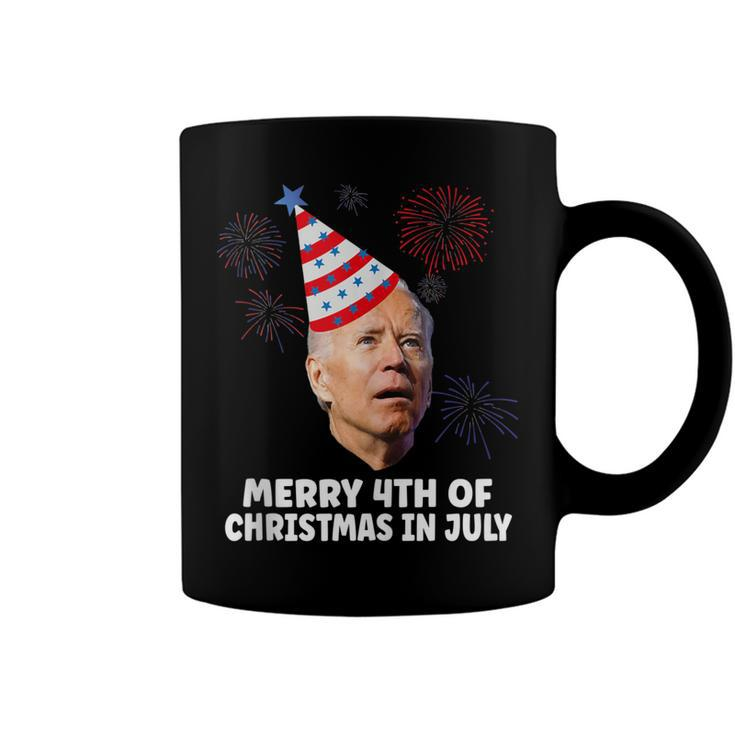 Funny Joe Biden Merry 4Th Of Christmas In July Usa Flag  Coffee Mug