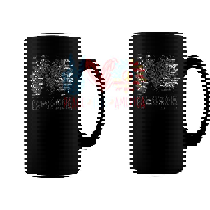 Funny Peace Love America Sunflower Hippie 4Th Of July  Coffee Mug