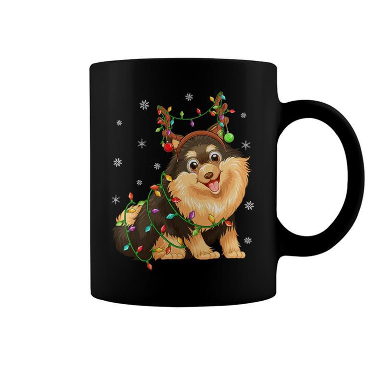 Funny Xmas Lighting Reindeer Hat Pomeranian Dog Christmas T-Shirt Coffee Mug