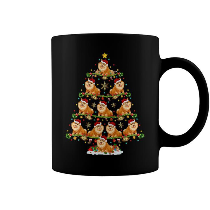 Funny Xmas Lighting Santa Pomeranian Christmas Tree T-Shirt Coffee Mug