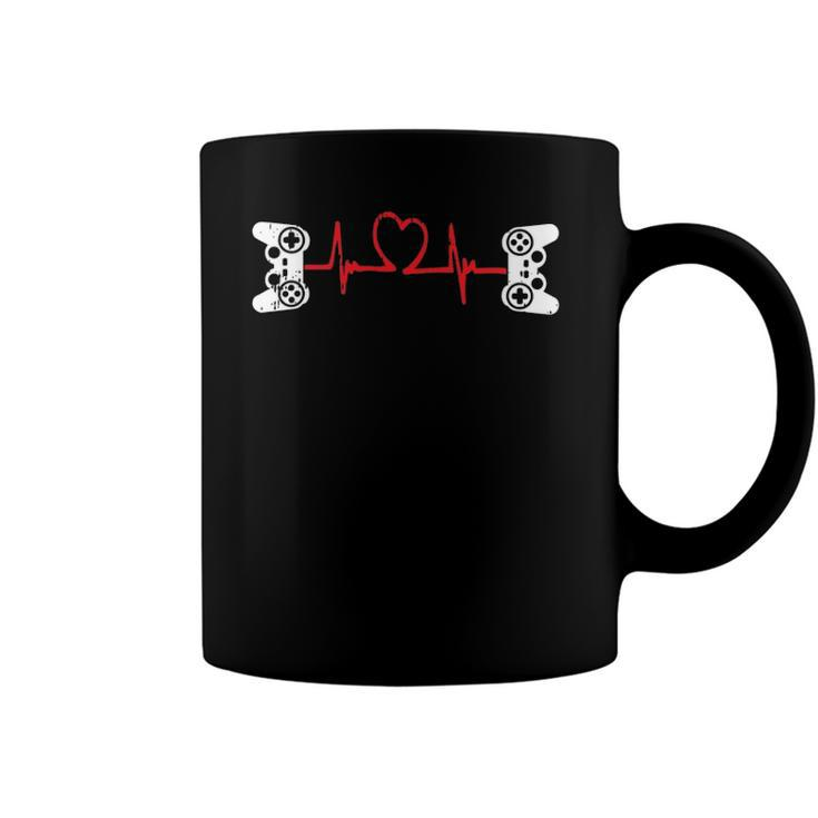 Gamer Heartbeat Valentines Day Cool Video Game Gaming Gift Coffee Mug