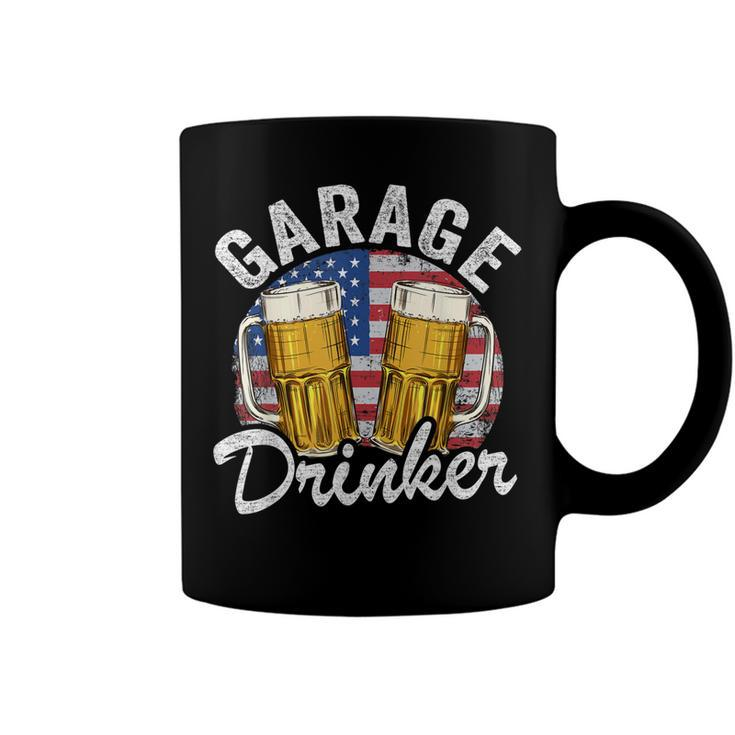 Garage Drinker 4Th Of July American Flag Dad Mens Garage  Coffee Mug