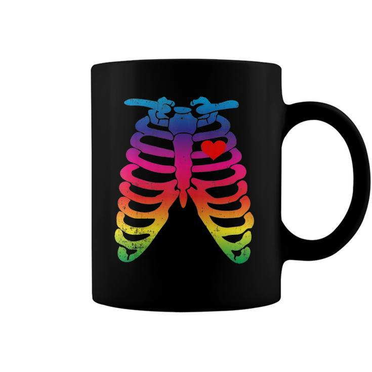 Gay Rainbow Pride Lgbt Halloween Skeleton Design  Coffee Mug