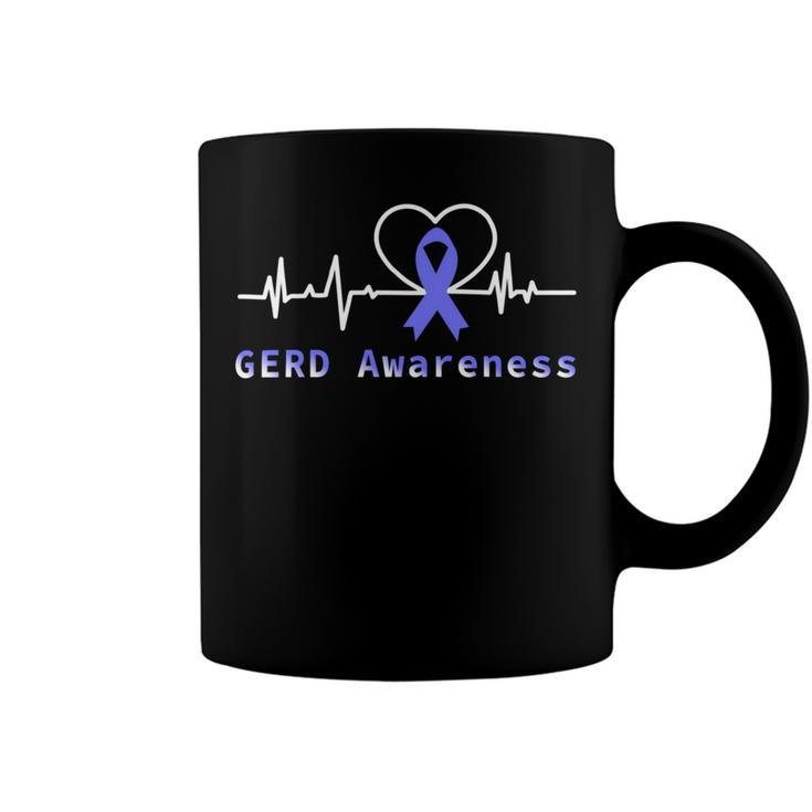 Gerd Awareness Heartbeat  Periwinkle Blue Ribbon  Gastroesophageal Reflux Disease  Gerd Awareness Coffee Mug
