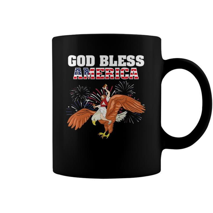 God Bless America  Jesus Riding A Bald Eagle Coffee Mug