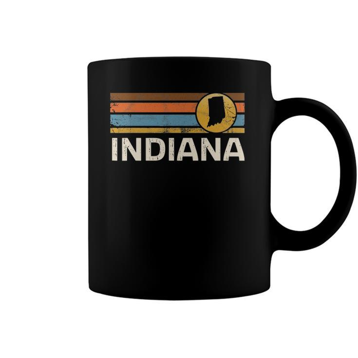 Graphic Tee Indiana Us State Map Vintage Retro Stripes Coffee Mug