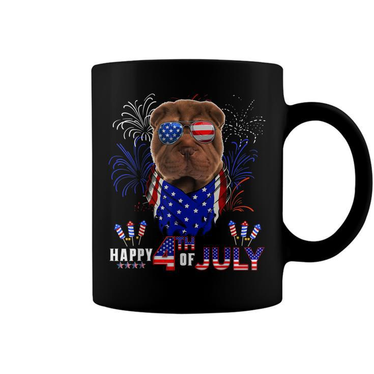 Happy 4Th Of July American Flag Shar Pei Sunglasses  Coffee Mug