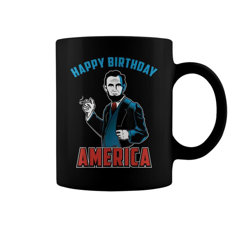 Happy Birthday America Abe Lincoln Fourth Of July  Coffee Mug