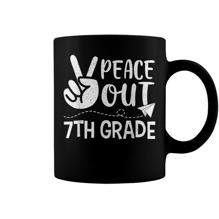 Happy Last Day Of School Retro Peace Out 7Th Grade  Coffee Mug