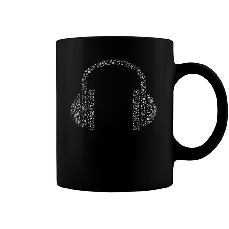 Headphones Made Of Musical Notes Audiophile Coffee Mug