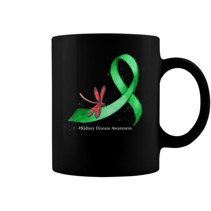 Hippie Dragonfly Green Ribbon Kidney Disease Awareness  Coffee Mug