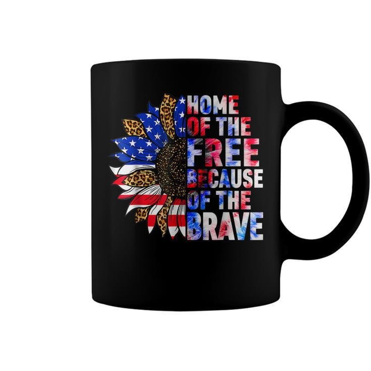 Home Of The Free Because Of The Brave Sunflower 4Th Of July  Coffee Mug