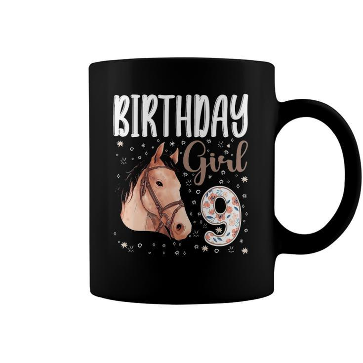 Horse Animal Lovers 9Th Birthday Girl B-Day 9 Years Old Coffee Mug