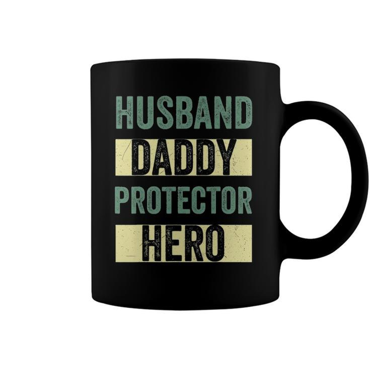 Husband Daddy Protector Hero Fathers Day Tee For Dad Wife Coffee Mug