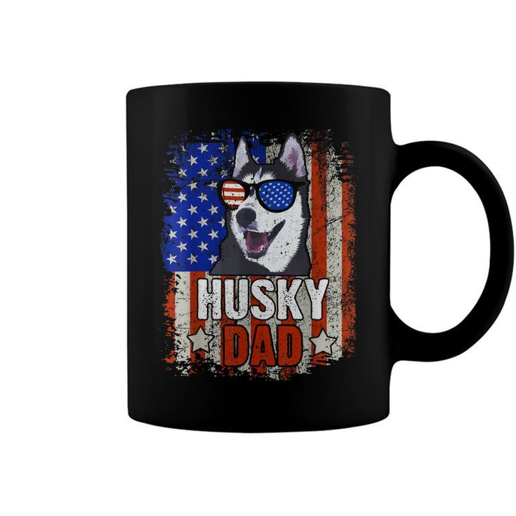Husky Dad 4Th Of July American Flag Glasses Dog Men Boy  Coffee Mug