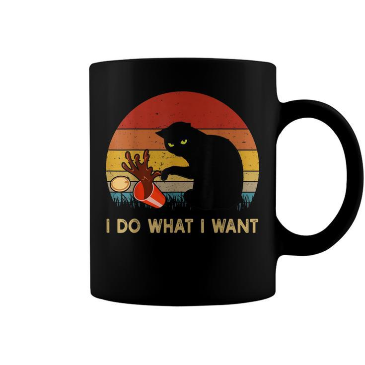 I Do What I Want Funny Black Cat Gifts For Women Men Vintage  Coffee Mug