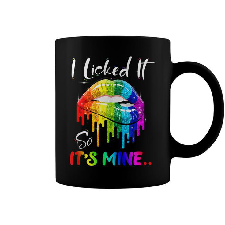 I Licked It So Its Mine Funny Lesbian Gay Pride Lgbt Flag  Coffee Mug