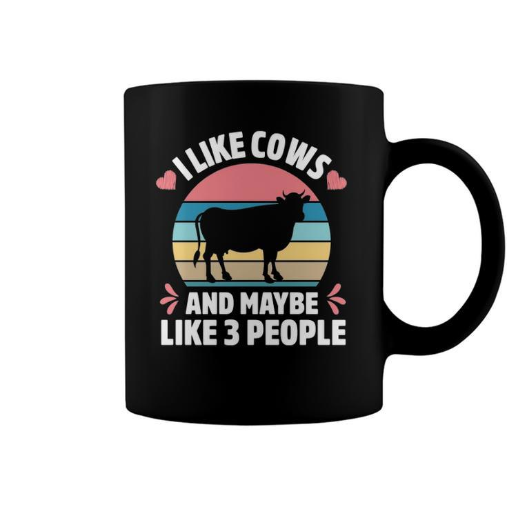 I Like Cows And Maybe Like 3 People Farm Farmer Cow Print Coffee Mug