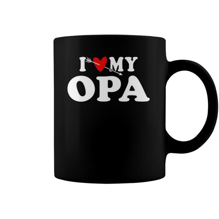 I Love My Opa With Heart Wear For Grandson Granddaughter Coffee Mug