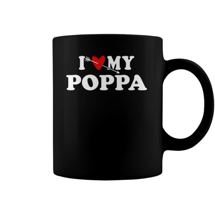 I Love My Poppa Arrow Heart Father Day Wear For Son Daughter  Coffee Mug