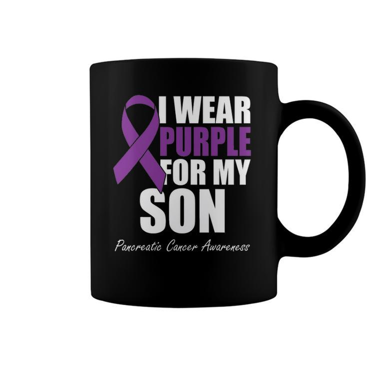 I Wear Purple For My Son Pancreatic Cancer Awareness Coffee Mug