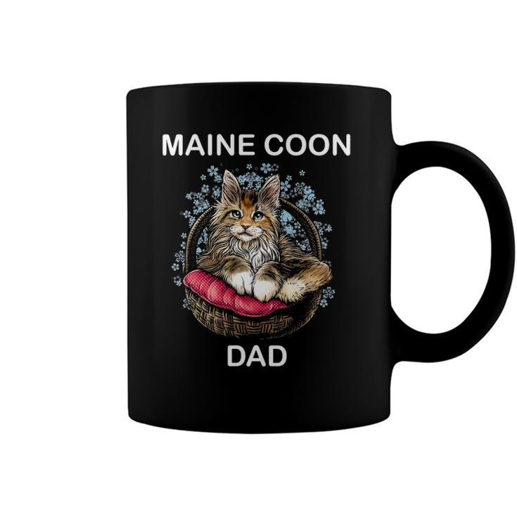 Illustration Art Of Maine Coon Cat For Mens Dad Daddy Father Coffee Mug