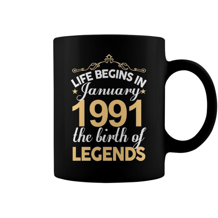 January 1991 Birthday   Life Begins In January 1991 V2 Coffee Mug