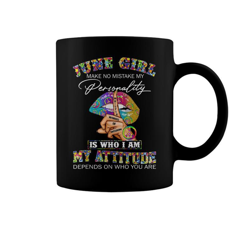 June Girl Lips Hippie Peace Gemini Girl Birthday Cancer Girl  Coffee Mug
