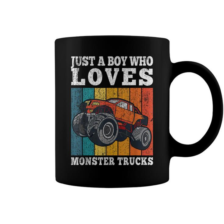 Just A Boy Who Loves Monster Trucks Kids Boys Truck Driver  Coffee Mug