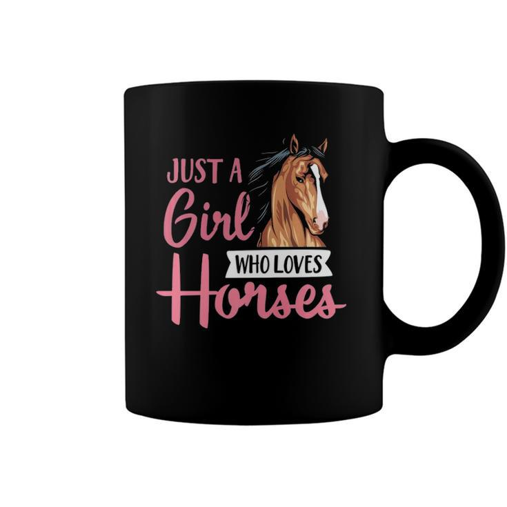 Just A Girl Who Loves Horses Cute Horseback Riding Lesson  Coffee Mug