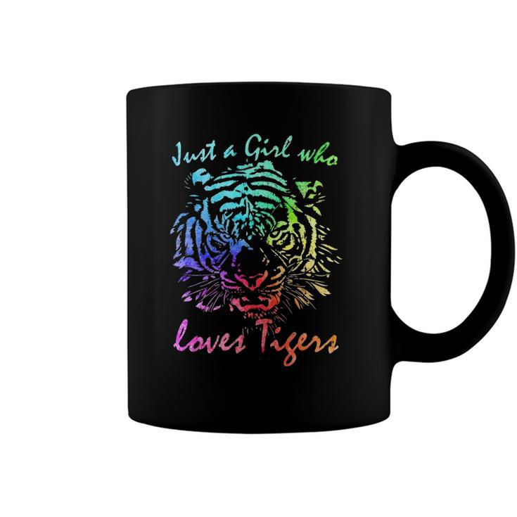 Just A Girl Who Loves Tigers Retro Vintage Rainbow Graphic Coffee Mug