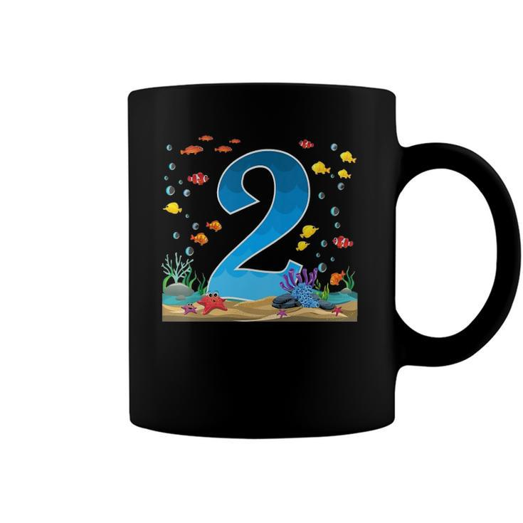 Kids 2 Years Old Ocean Birthday Under The Sea Fish Theme 2Nd Gift Coffee Mug