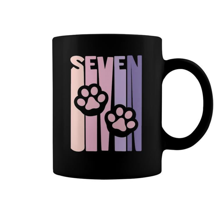 Kids 7Th Birthday Paw Cute Dog Fan 7 Years Old For Girls Coffee Mug