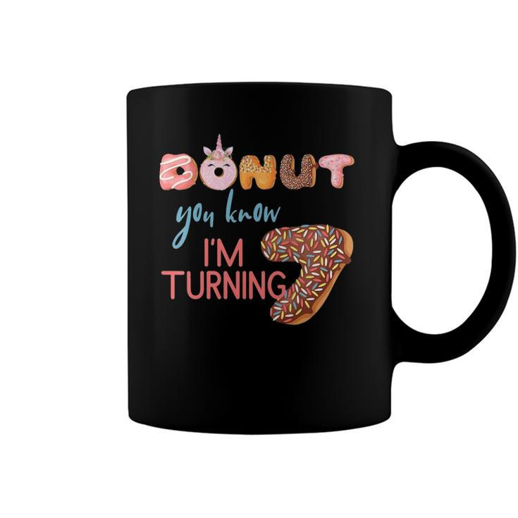 Kids 7Th Birthday7 Seven Unicorn Donut Birthday Coffee Mug