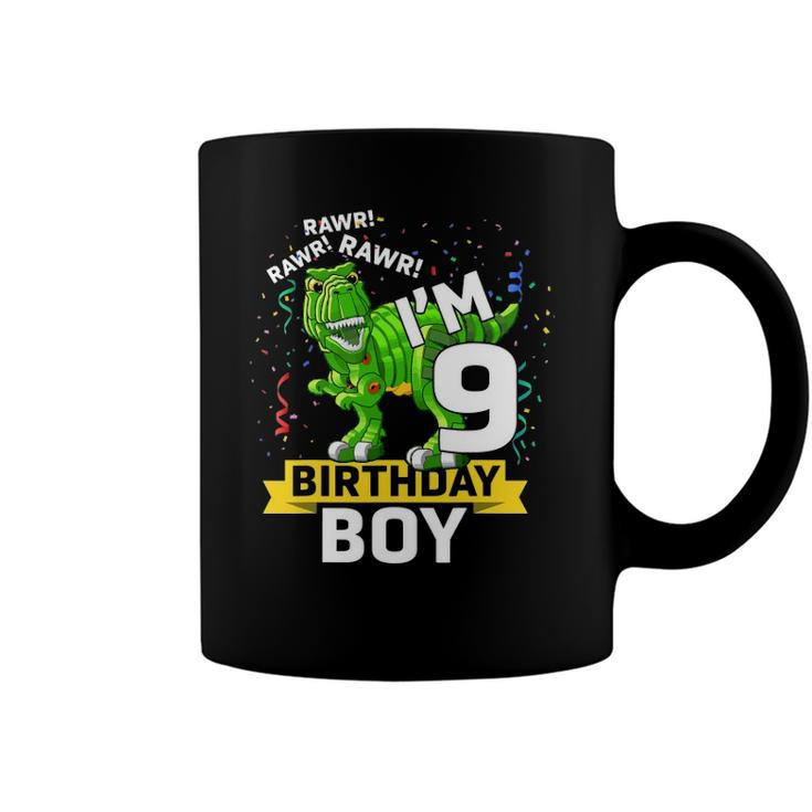 Kids 9 Years Old - 9Th Birthday -Rex Dinosaur Toy Coffee Mug