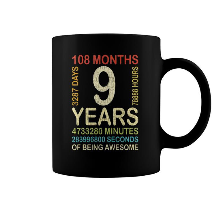 Kids 9Th Birthday 9 Years Old Vintage Retro 108 Months Boygirl Ki Coffee Mug