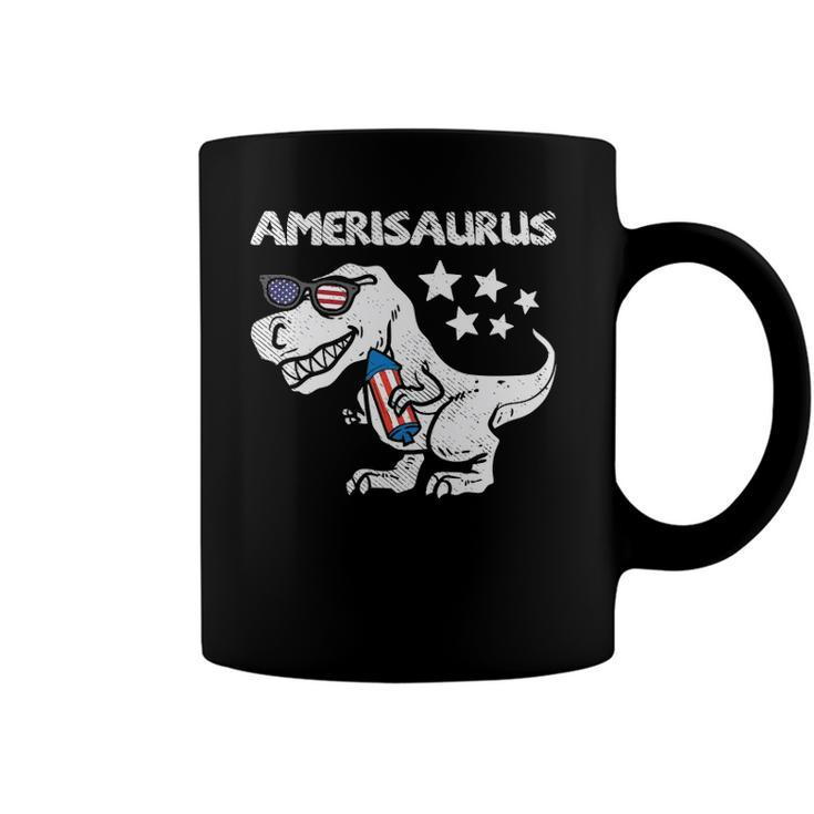 Kids Amerisaurus Trex Dinosaur 4Th Of July Patriotic Kids Boys Coffee Mug