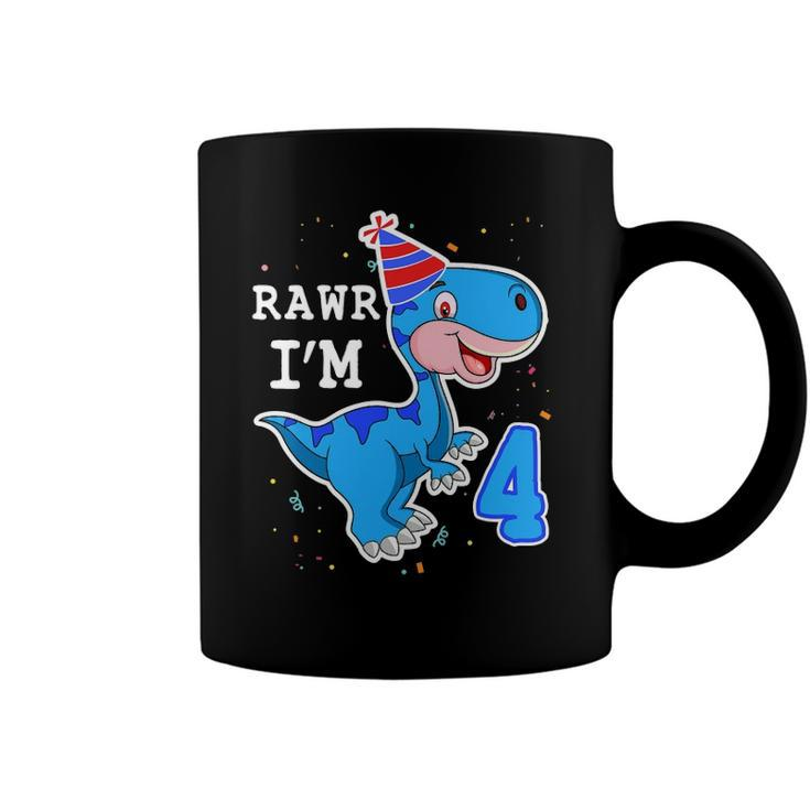 Kids Dinosaur Rawr Im 4 Years 4Th Birthdayrex Boys Gift Coffee Mug