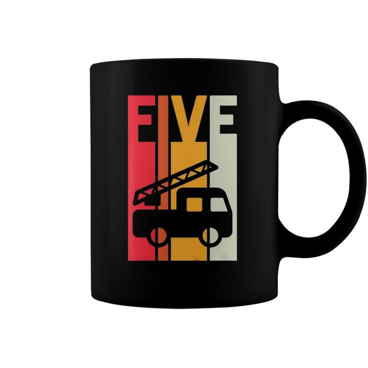 Kids Fire Truck 5Th Birthday Boys Firefighter Fireman 5 Years Coffee Mug